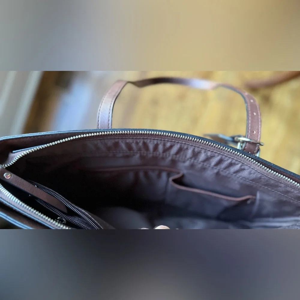 Westbronco Vegan Leather Tote Bag in Coffee Color - Picture 12 of 14